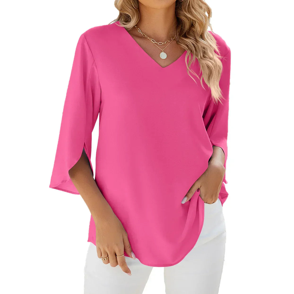 Blouse élégante à col en V pour femme