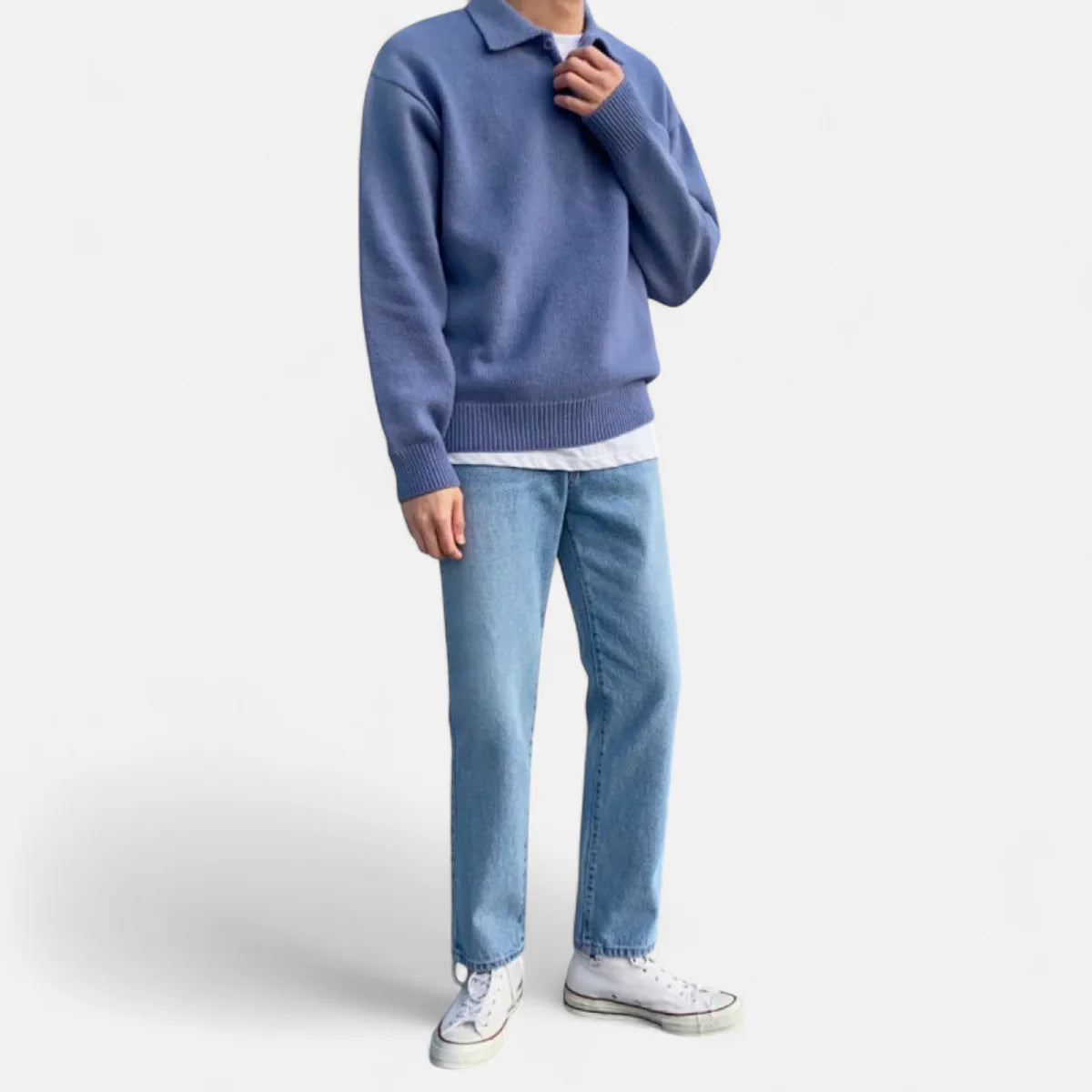 Pull héritage en maille à col revers pour homme