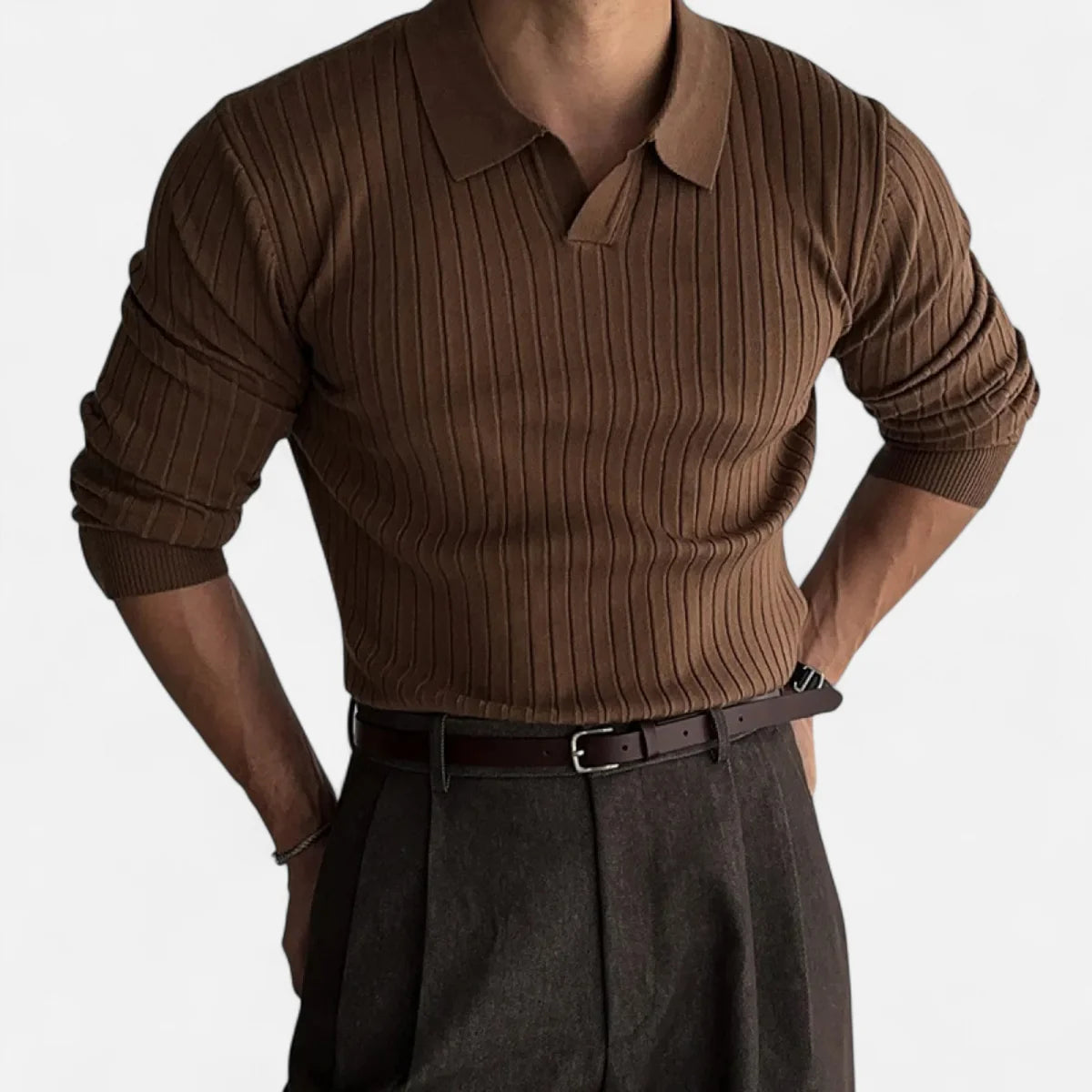 Polo homme à côtes – coupe ajustée