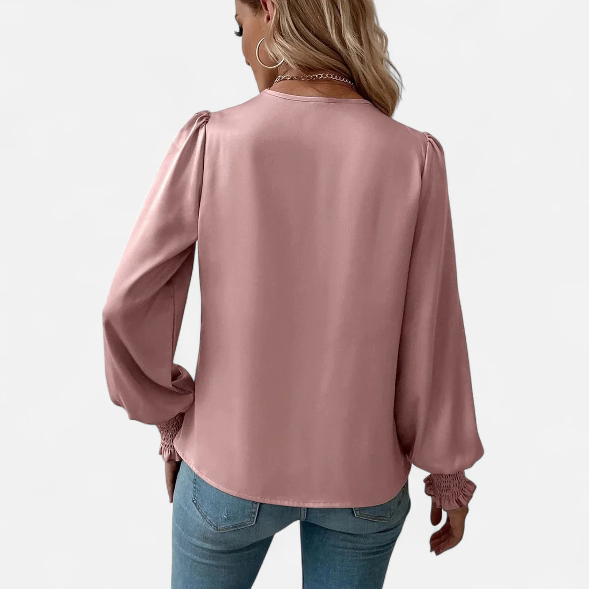 Blouse féminine Élégante à col V et manches lanternes