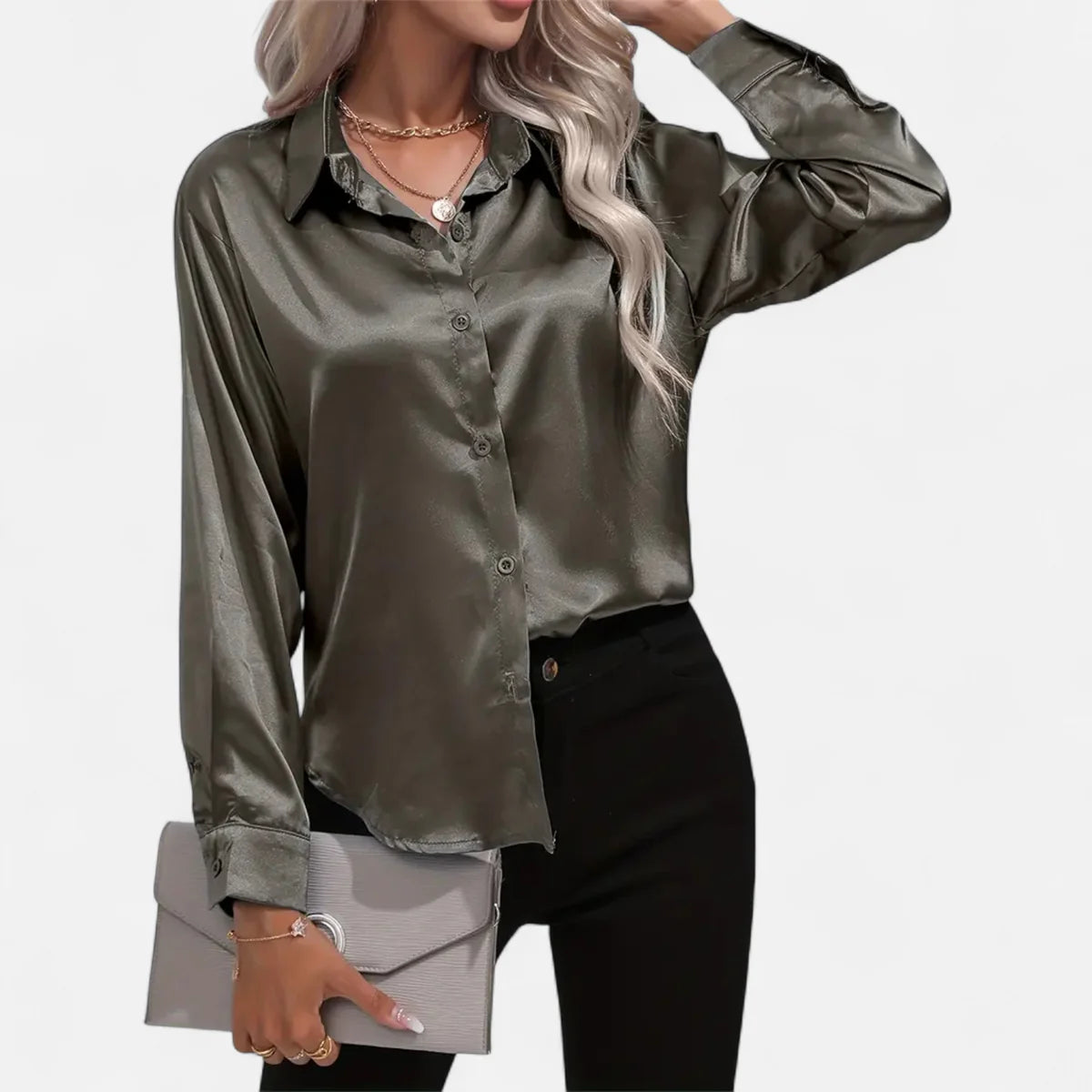 Blouse satinée pour femme – Style élégant
