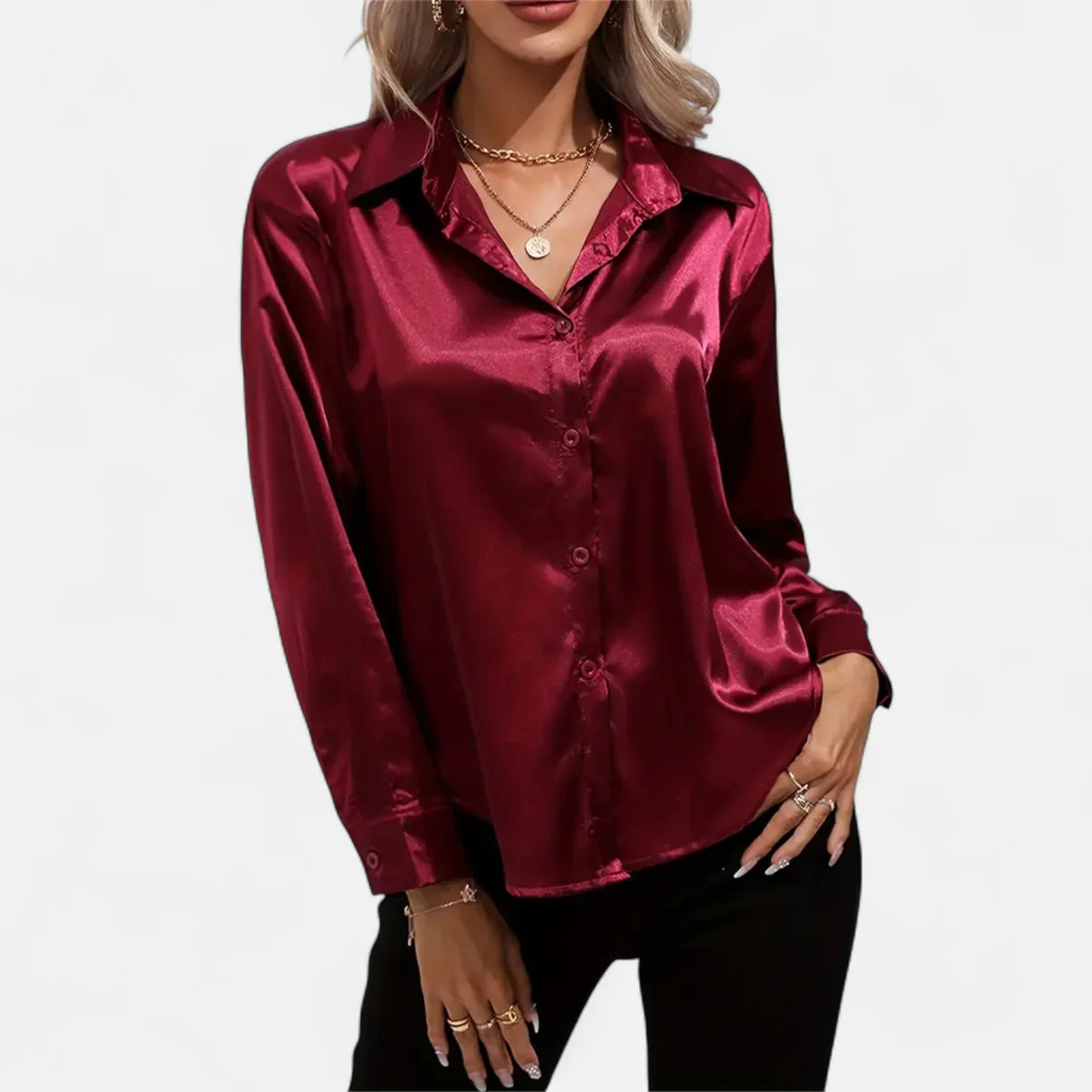 Blouse satinée pour femme – Style élégant