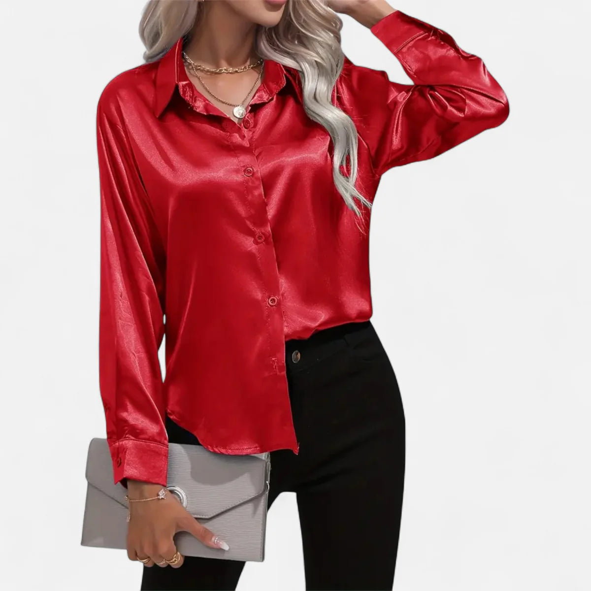 Blouse satinée pour femme – Style élégant