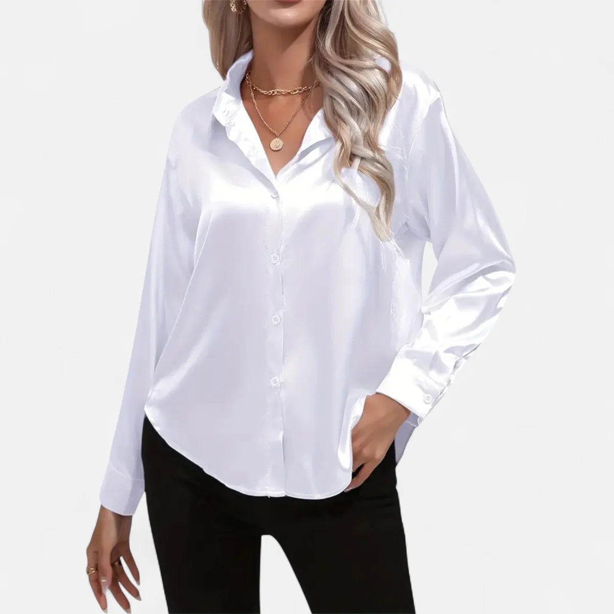 Blouse satinée pour femme – Style élégant