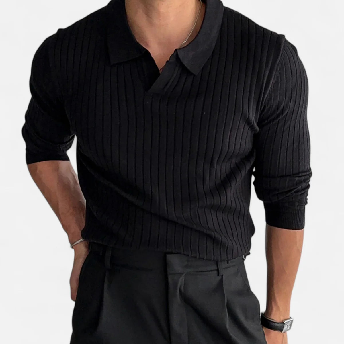 Polo homme à côtes – coupe ajustée