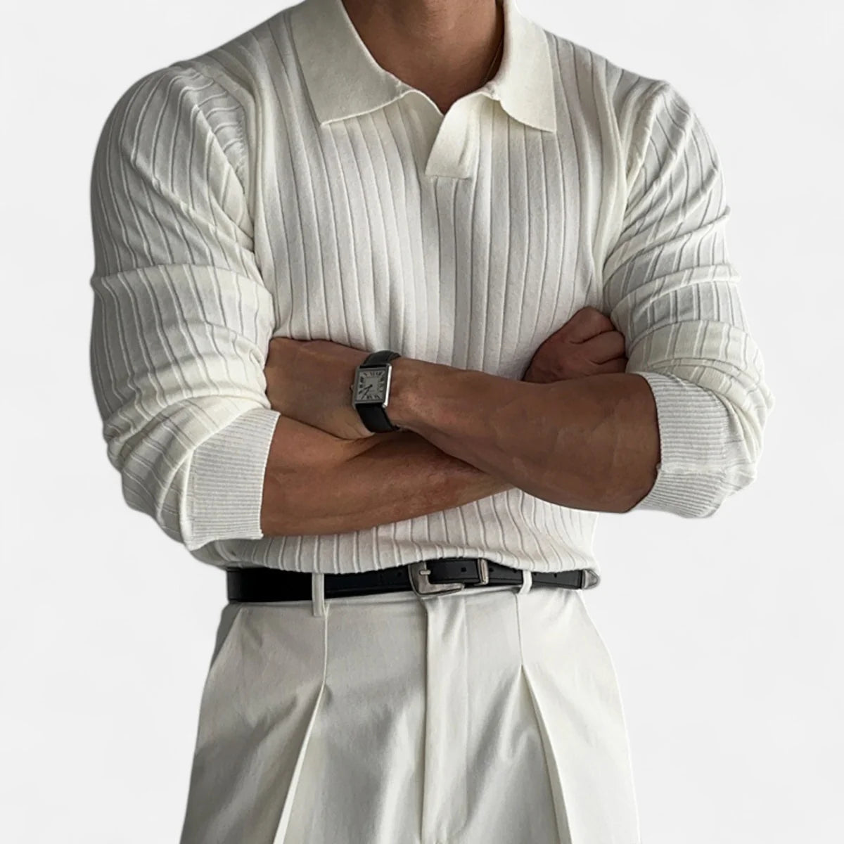 Polo homme à côtes – coupe ajustée