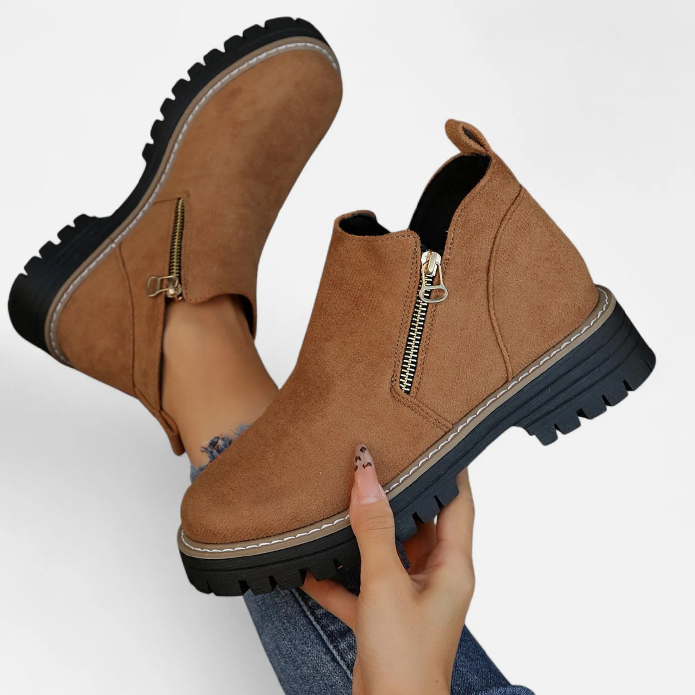 Bottines d’hiver à semelle crantée pour femme