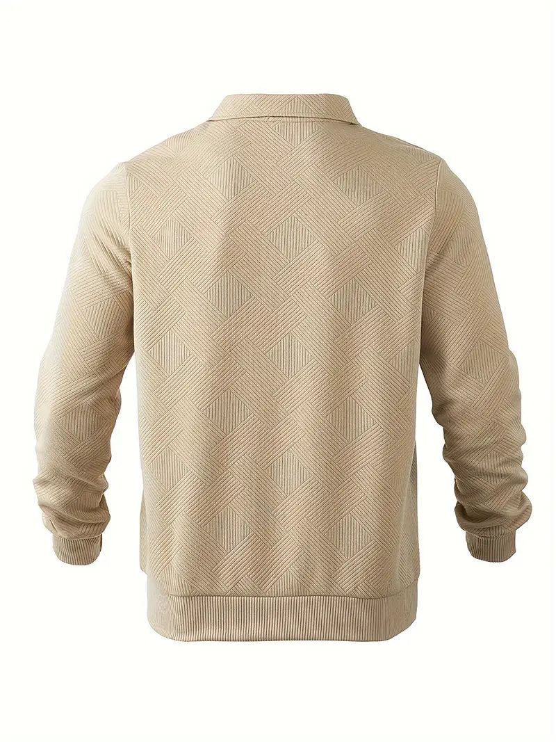 Pull-over quart de zippé texturé classique pour hommes