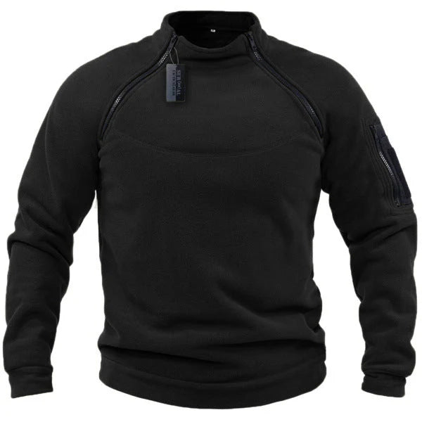 Pull polaire tactique à fermeture éclair pour hommes