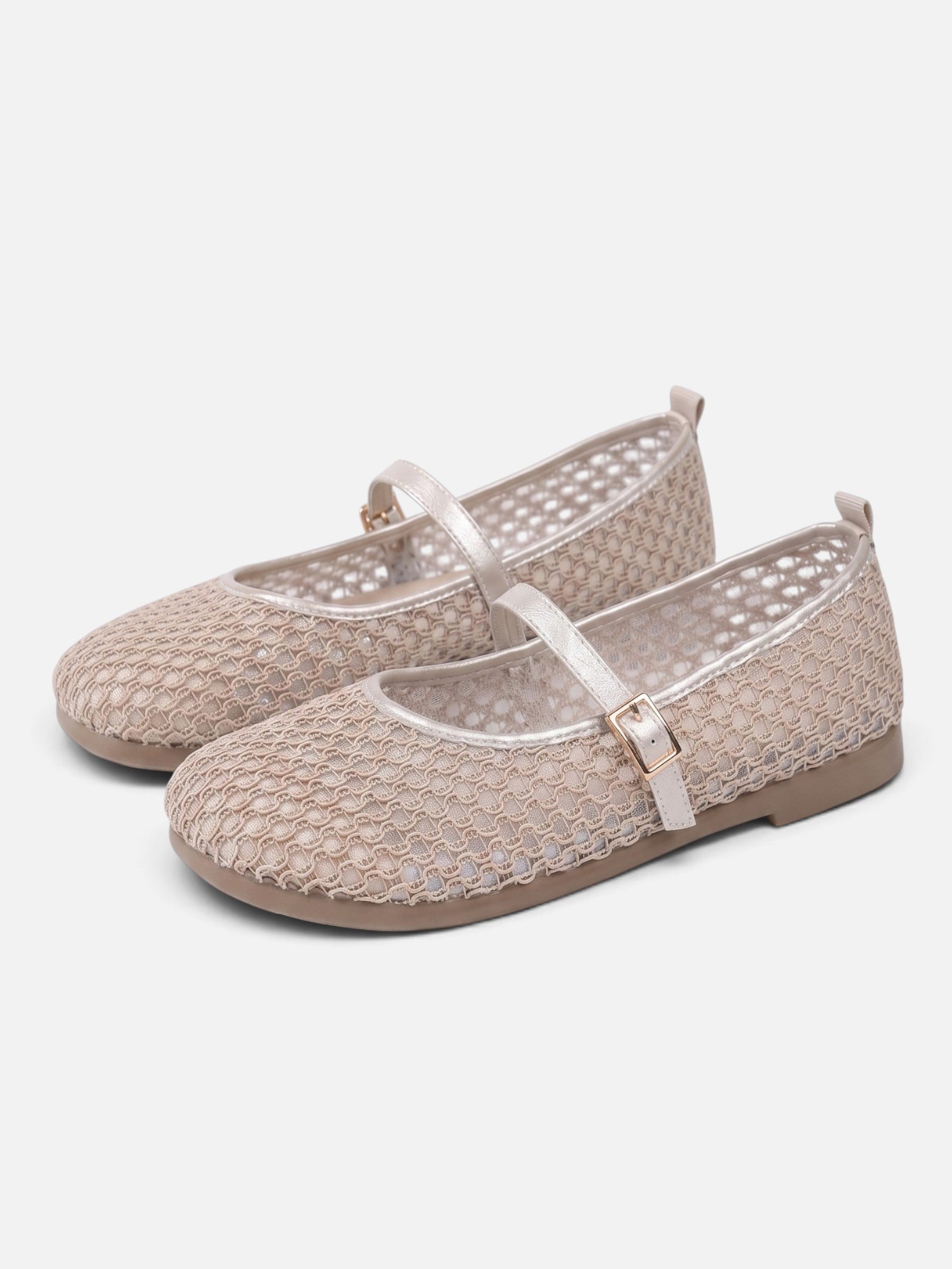 Women's Crochet Buckle Strap Mary Jane Ballet Flats