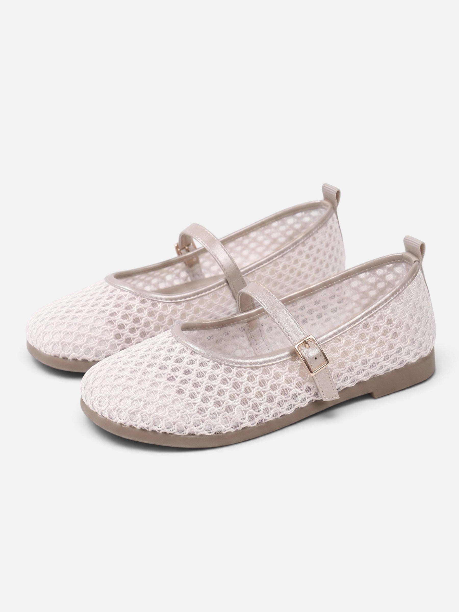 Women's Crochet Buckle Strap Mary Jane Ballet Flats