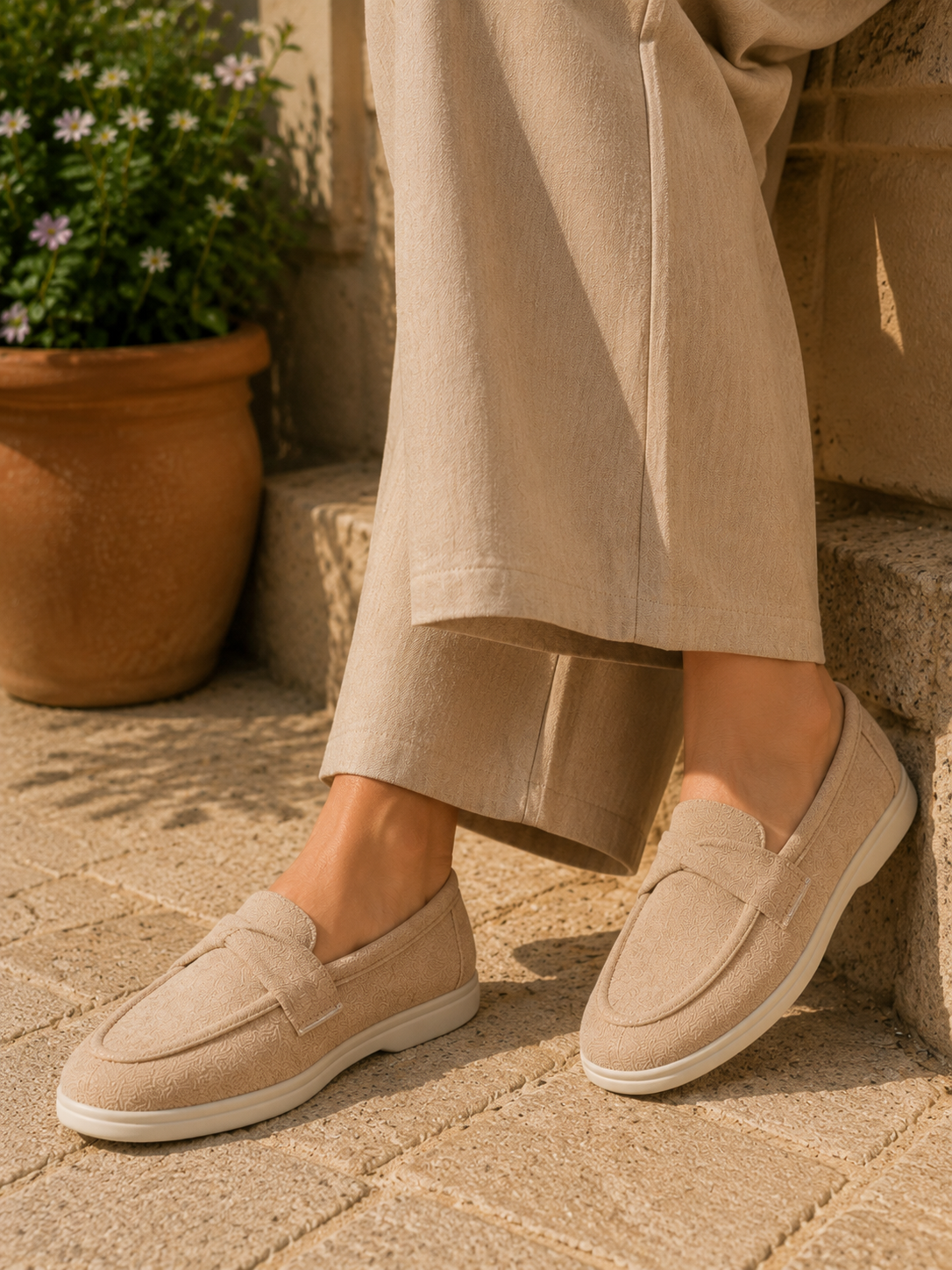Mocassin femme texturé – semelle légère et style casual chic
