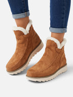 Bottines Femme Compensées Effet Daim Bord Fourrure