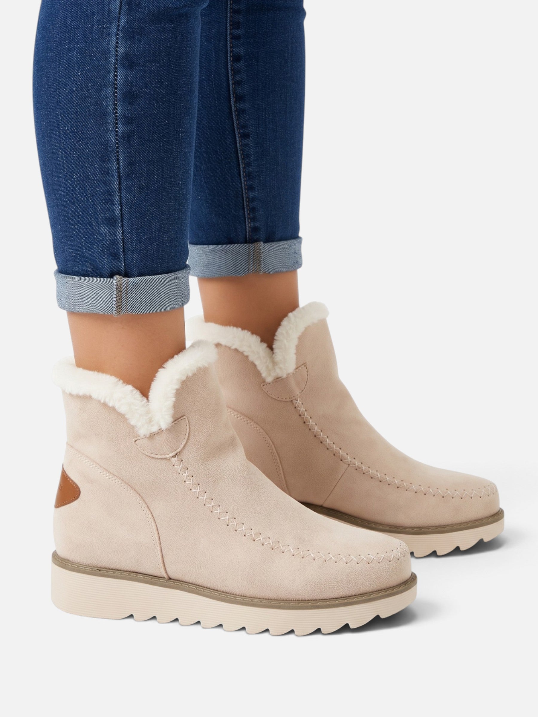 Bottines Femme Compensées Effet Daim Bord Fourrure