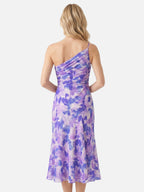 Robe Femme Midi Asymétrique à Imprimé Fleuri