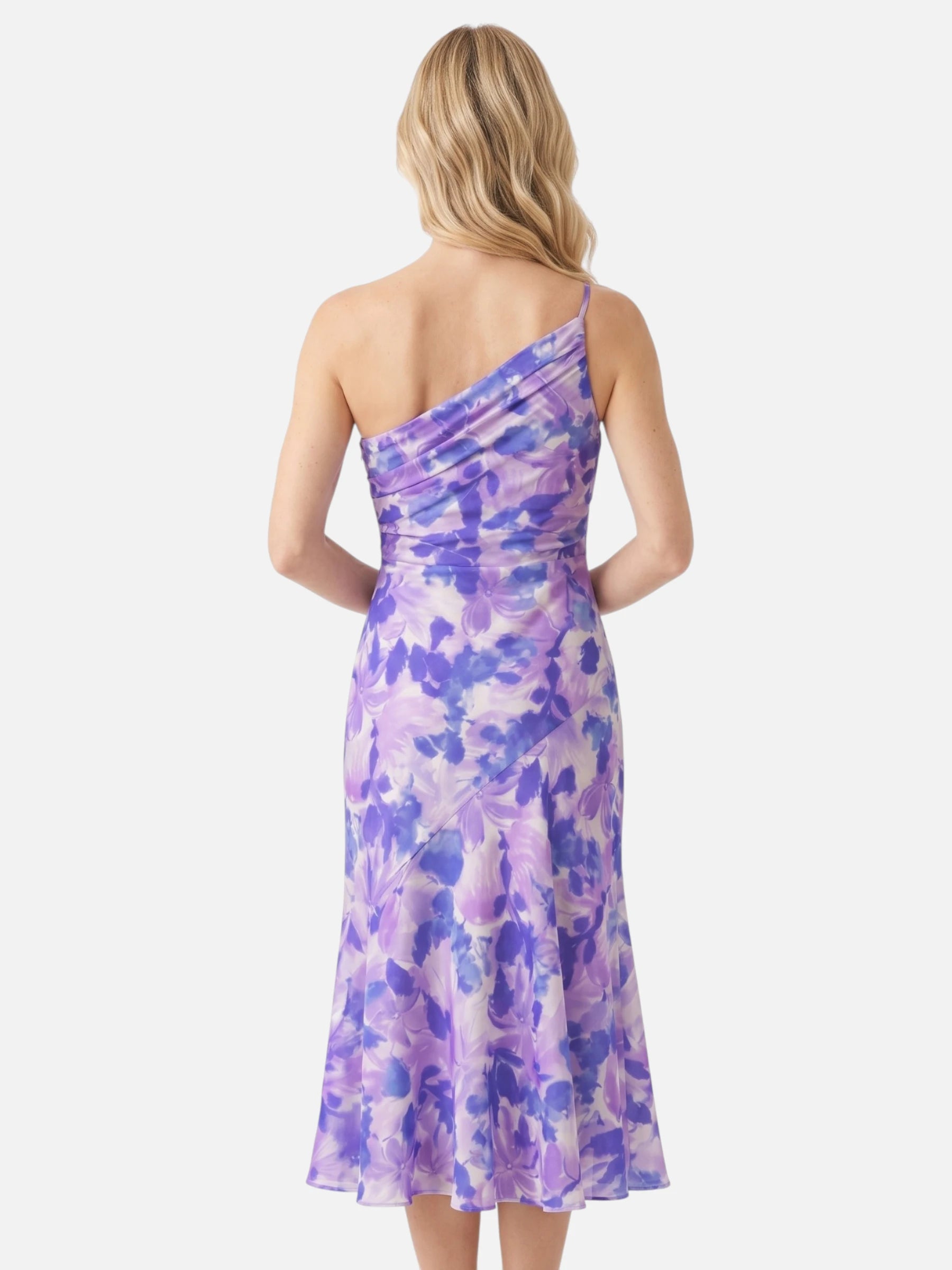 Robe Femme Midi Asymétrique à Imprimé Fleuri