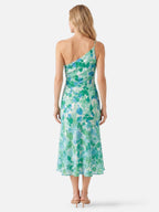 Robe Femme Midi Asymétrique à Imprimé Fleuri