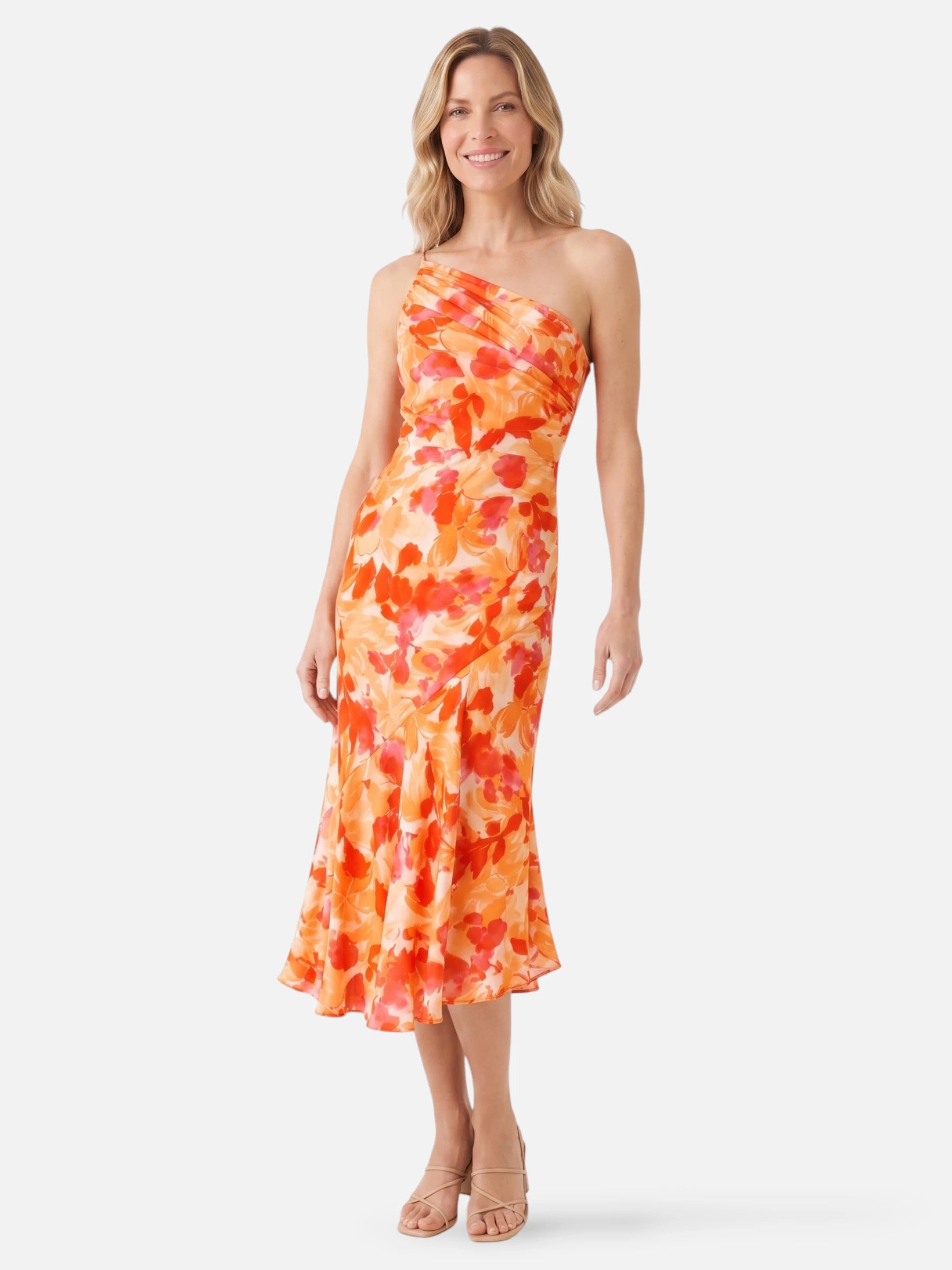 Robe Femme Midi Asymétrique à Imprimé Fleuri