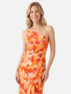 Robe Femme Midi Asymétrique à Imprimé Fleuri
