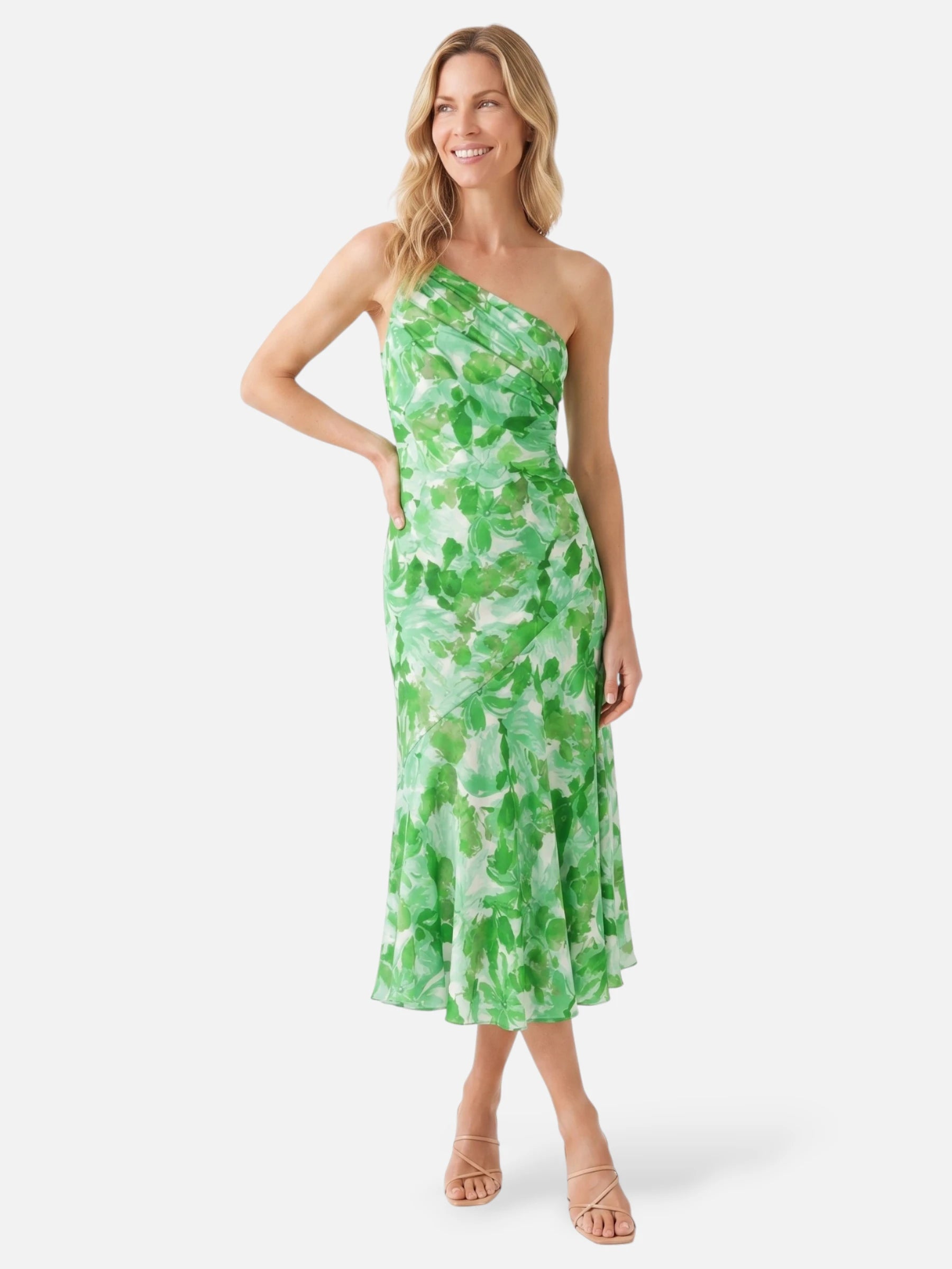 Robe Femme Midi Asymétrique à Imprimé Fleuri