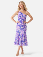 Robe Femme Midi Asymétrique à Imprimé Fleuri
