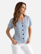 Blouse Femme Fleurie Manches Courtes