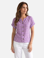 Blouse Femme Fleurie Manches Courtes