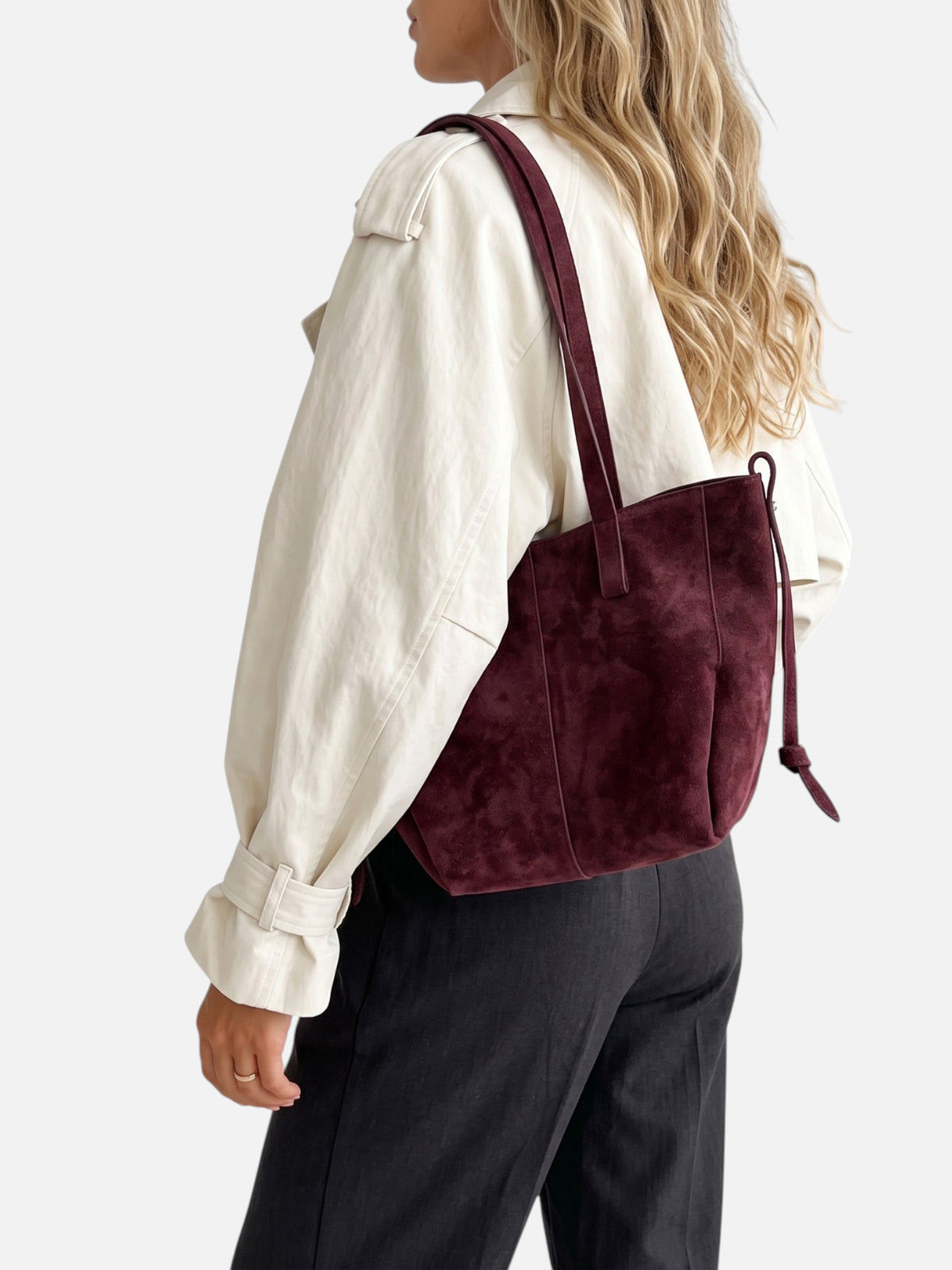 Sac Cabas Femme Suédine Zippé Pampilles