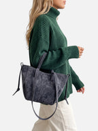 Sac Cabas Femme Suédine Zippé Pampilles