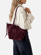 Sac Cabas Femme Suédine Zippé Pampilles