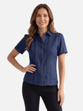 Chemise Femme en Lin Plissée Manches Courtes