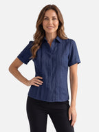 Chemise Femme en Lin Plissée Manches Courtes