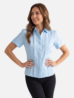 Chemise Femme en Lin Plissée Manches Courtes