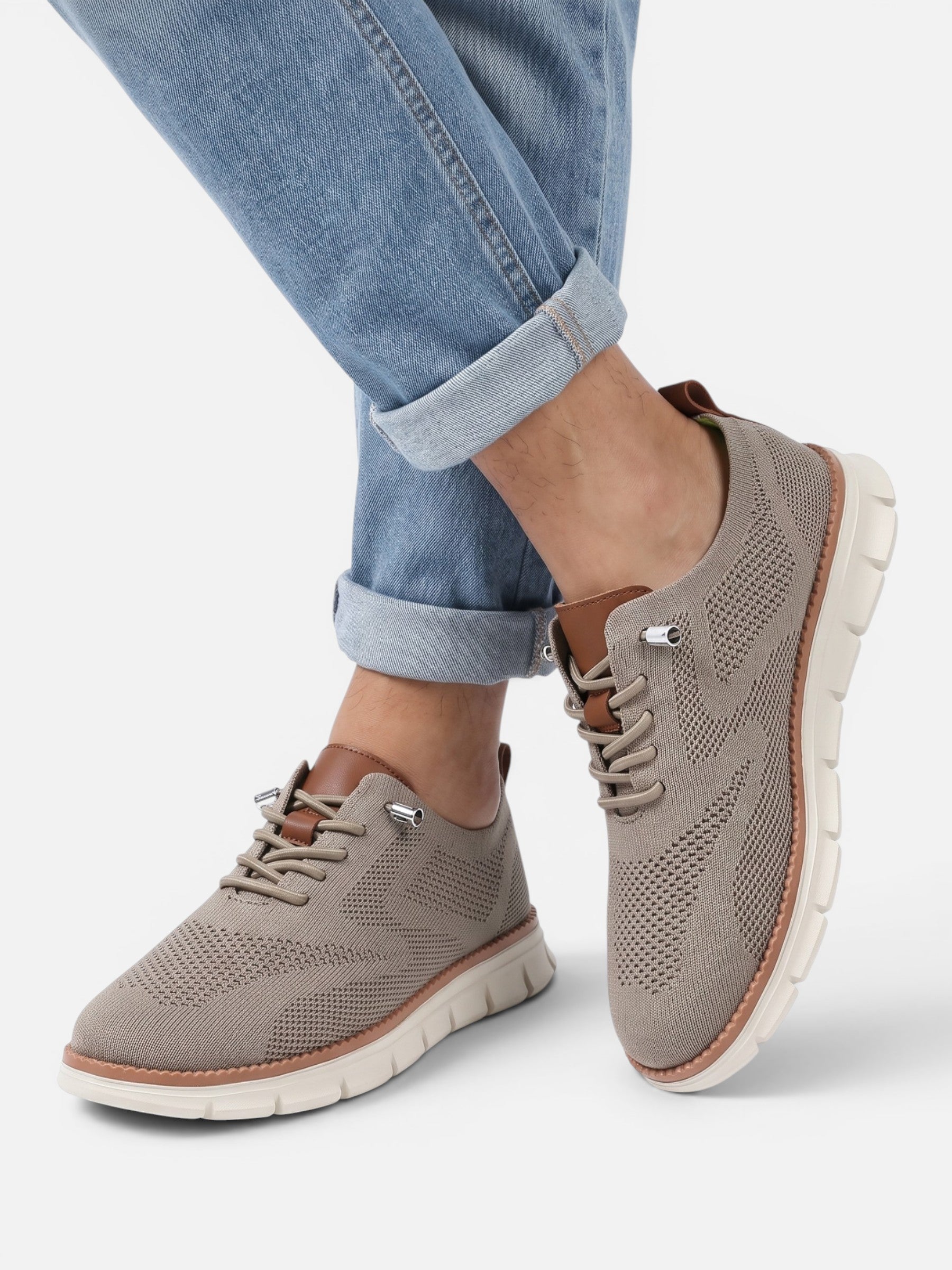 Baskets Homme Semelle Épaisse Tricot à Lacets