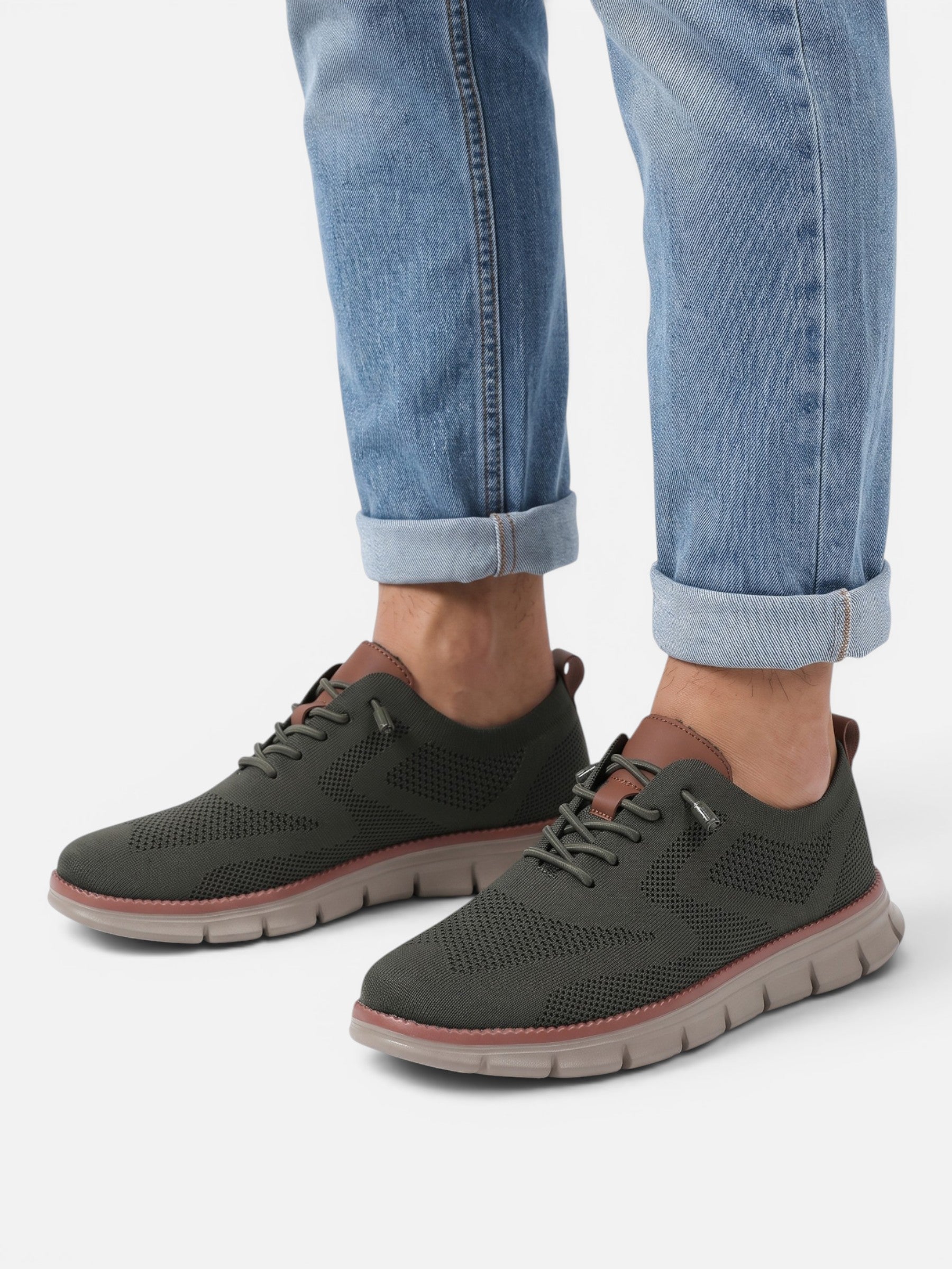 Baskets Homme Semelle Épaisse Tricot à Lacets