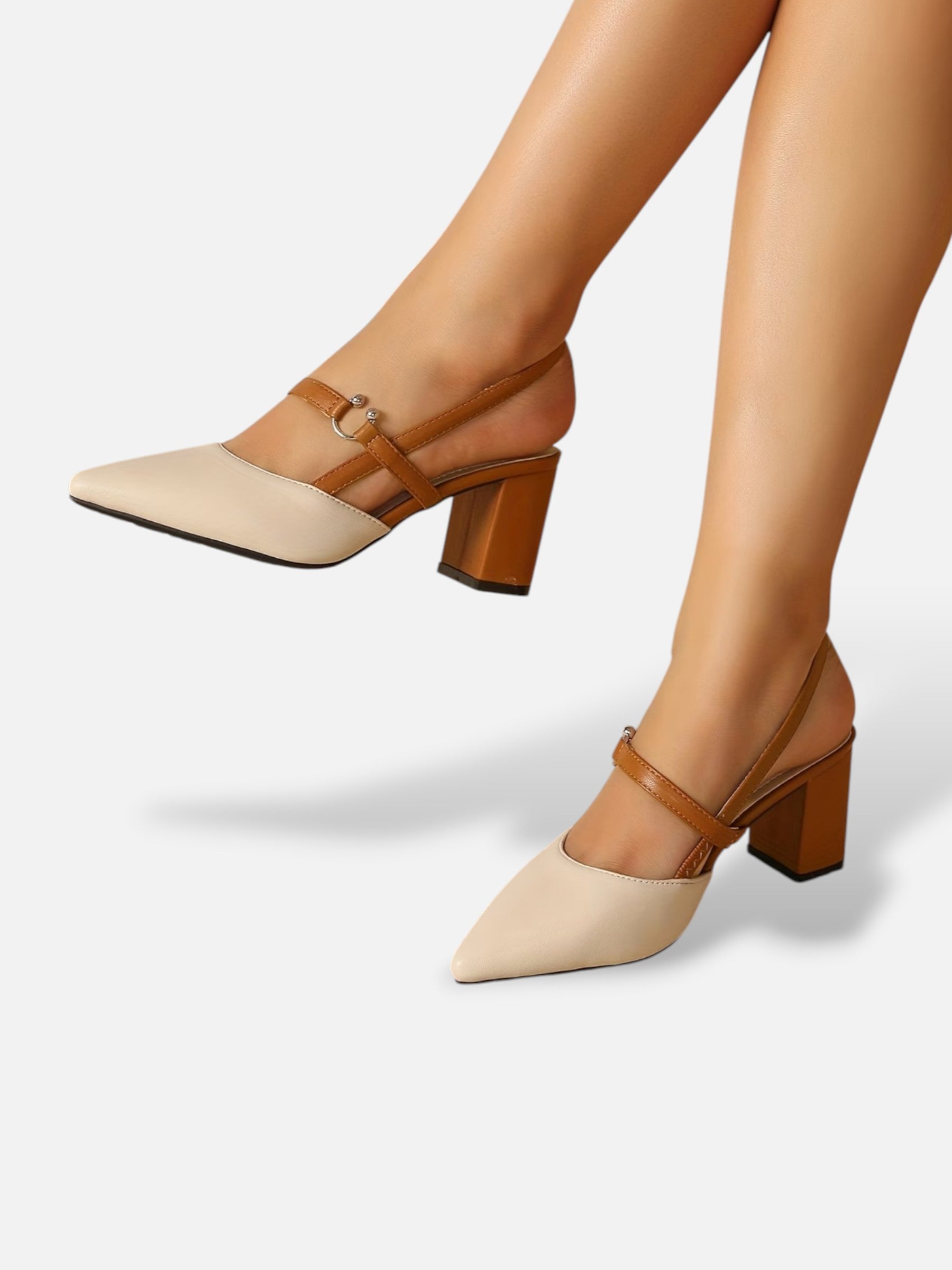 Dámské lodičky slingback s hranatým podpatkem a elegantním páskem