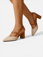 Dámské lodičky slingback s hranatým podpatkem a elegantním páskem