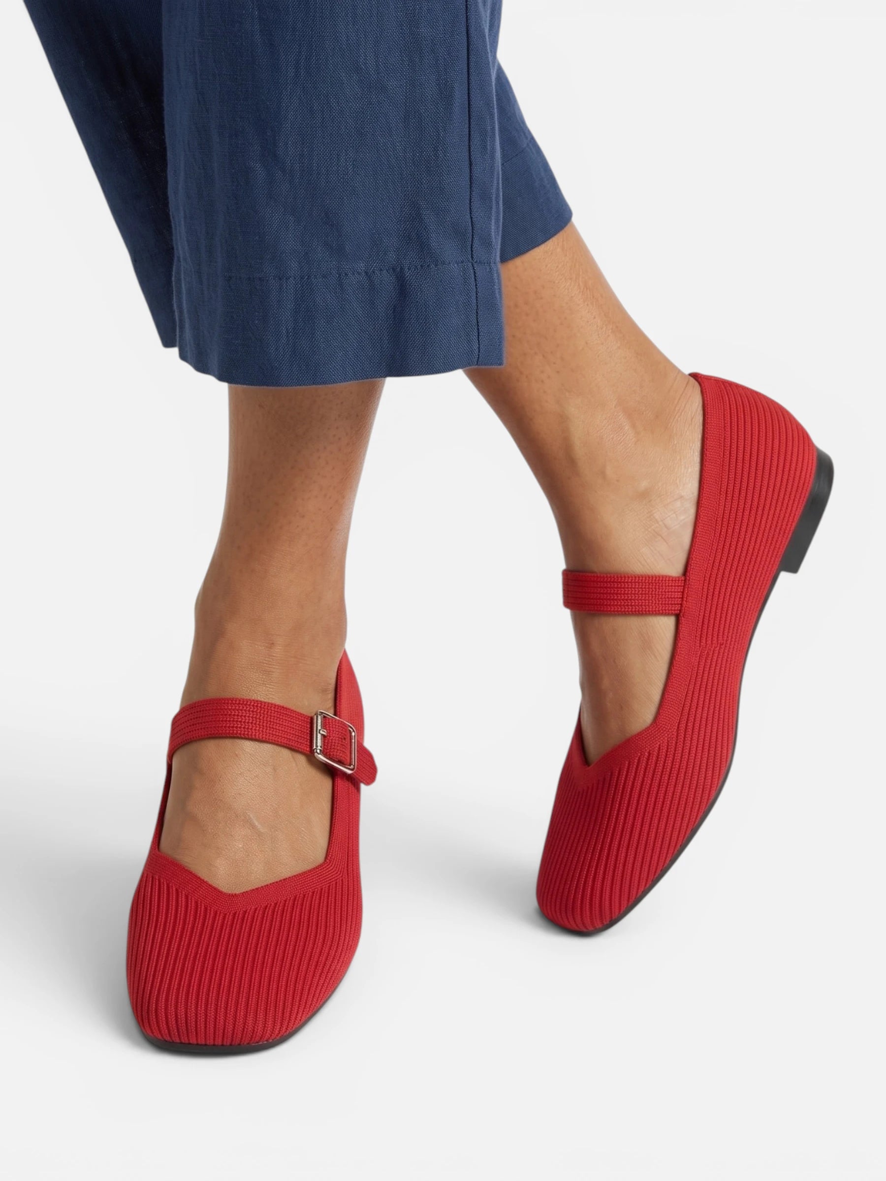 Ballerines Femme Mary Jane en Maille Bout Carré