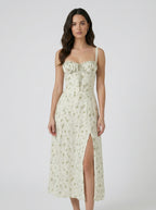 Robe midi évasée à bretelles et lacets pour femme