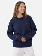 Pull Femme Col Rond Brodé Cœur