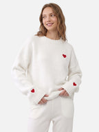 Pull Femme Col Rond Brodé Cœur