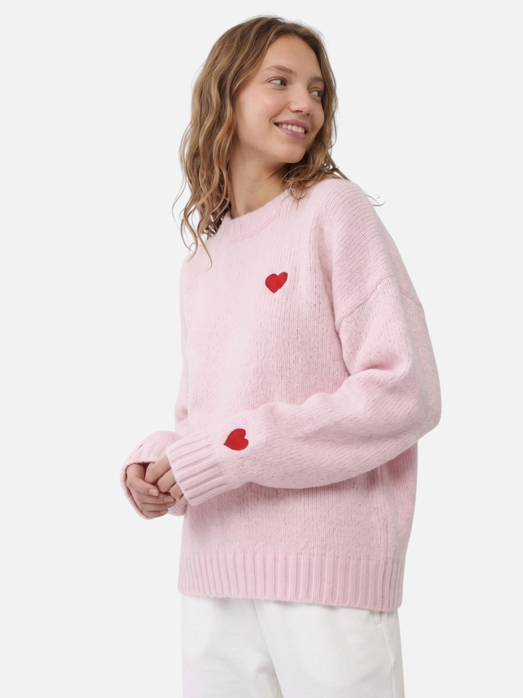 Pull Femme Col Rond Brodé Cœur