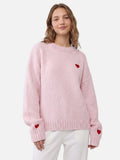 Pull Femme Col Rond Brodé Cœur