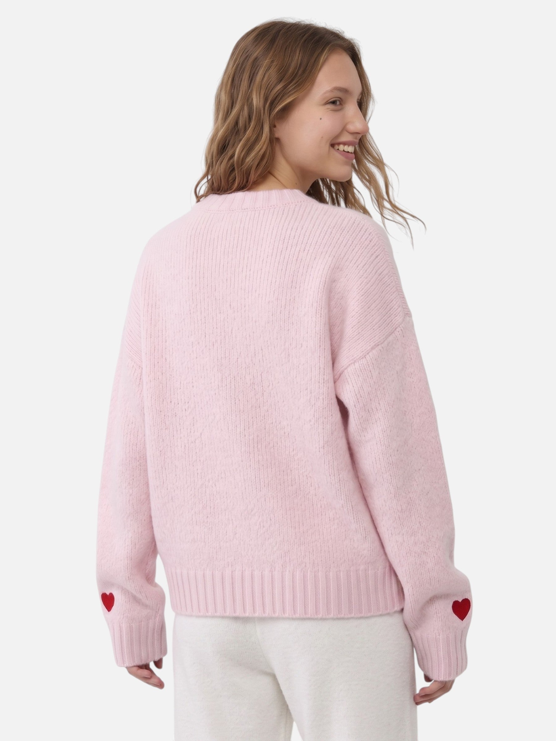 Pull Femme Col Rond Brodé Cœur