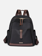 Sac à Dos Femme Zippé en Nylon et Cuir