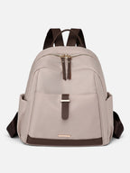 Sac à Dos Femme Zippé en Nylon et Cuir