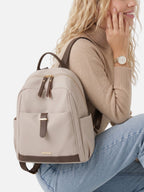Sac à Dos Femme Zippé en Nylon et Cuir