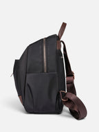 Sac à Dos Femme Zippé en Nylon et Cuir