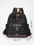 Sac à Dos Femme Zippé en Nylon et Cuir