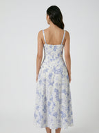 Robe midi évasée à bretelles et lacets pour femme